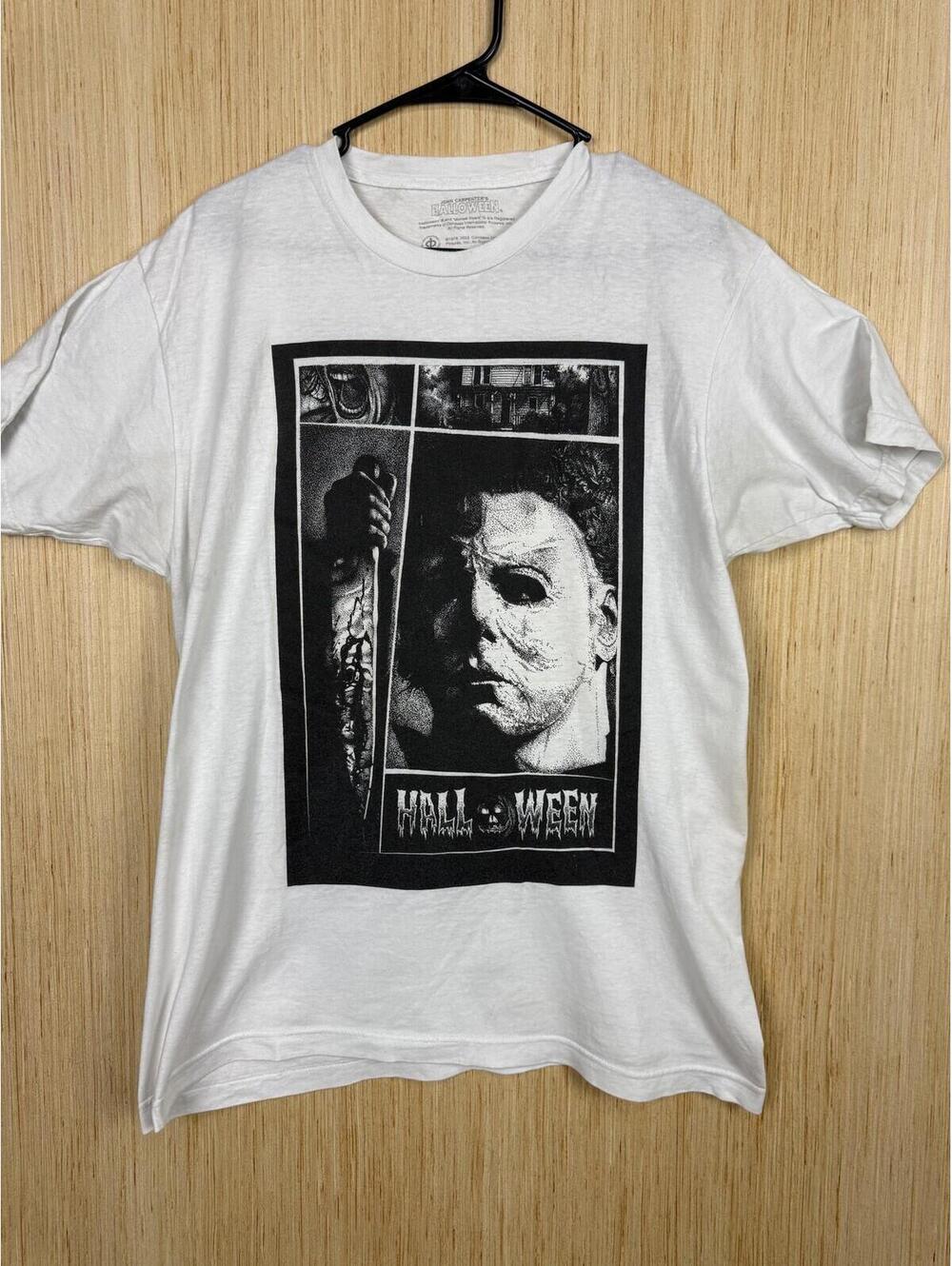 Halloween Michael Myers Shirt Mens Large White Horror Movie Graphic Tee 80's 90s